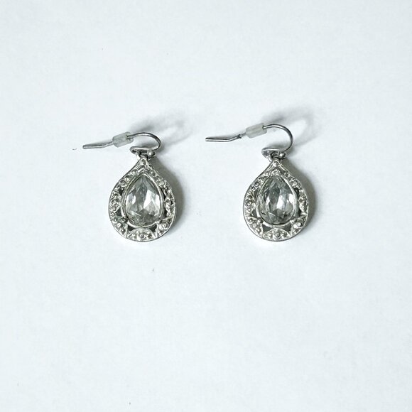 Faux Diamond Tear Drop Earrings - Picture 1 of 2